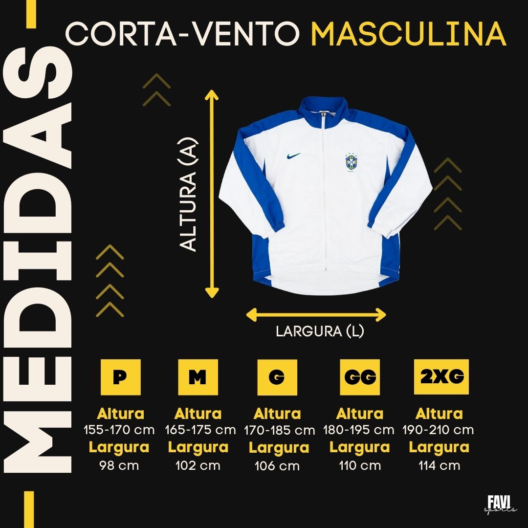 corta vento tamanho tabela